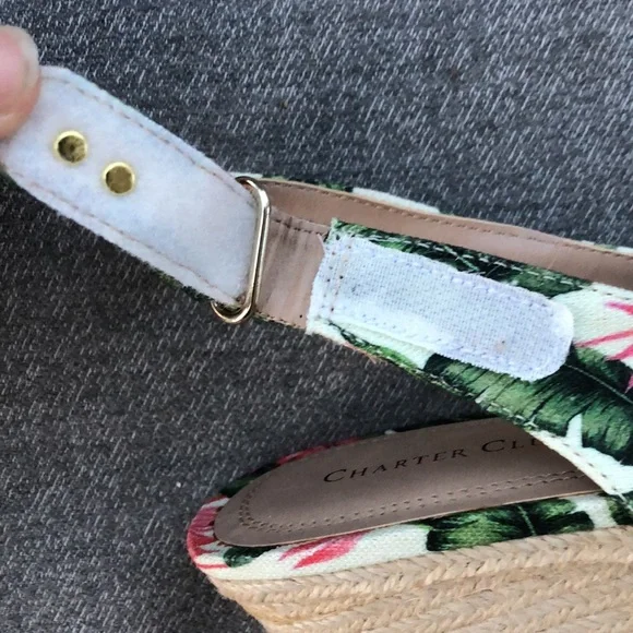 NWOT! - CHARTER CLUB ‘Samiee’ Slingback Espadrille Peep Toe Wedge Sandals - Picture 8 of 13